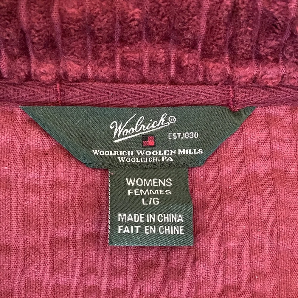 Women’s Woolrich Kinsdale Corduroy Burgundy Full Zip Jacket, Pockets! Size L - Picture 13 of 17
